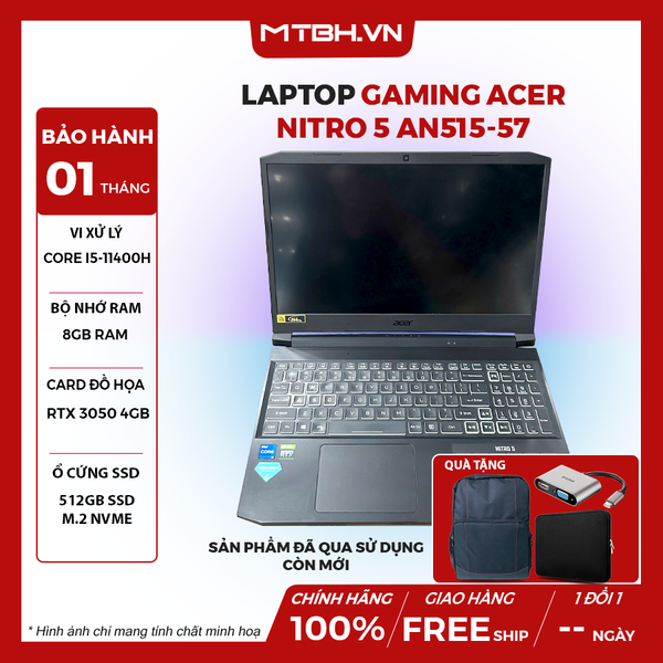 LAPTOP GAMING ACER NITRO 5 AN515-57 CORE i5-11400H | RTX 3050 4GB | 8GB RAM | 512GB SSD | 15.6