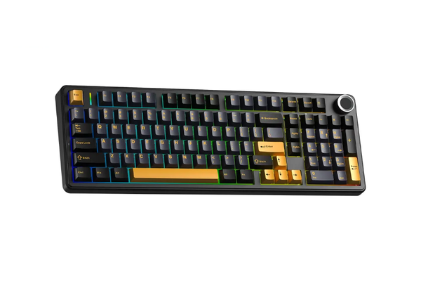 BÀN PHÍM CƠ AULA F99 PRO GAMING 3 MODE (Có núm xoay/ Đen + xanh đậm + cam/ Star Vector switch)