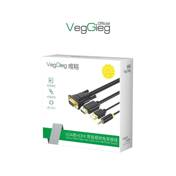 Cáp chuyển VGA sang HDMI có audio Veggieg VZ206 dài 1,5m