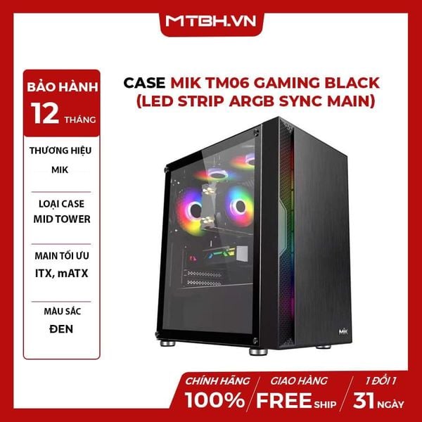 CASE MIK TM06 GAMING BLACK (Led Strip ARGB Sync Main)