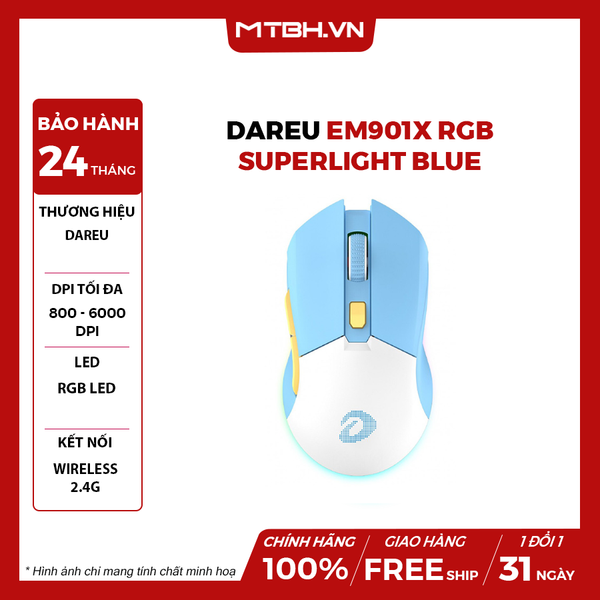 CHUỘT DAREU EM901X RGB Superlight BLue (Wireless)