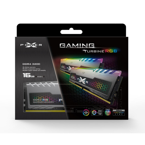 RAM DDR4 16GB Silicon POWER TURBINE RGB Gaming UDIMM (1 x 16GB) 3200MHz