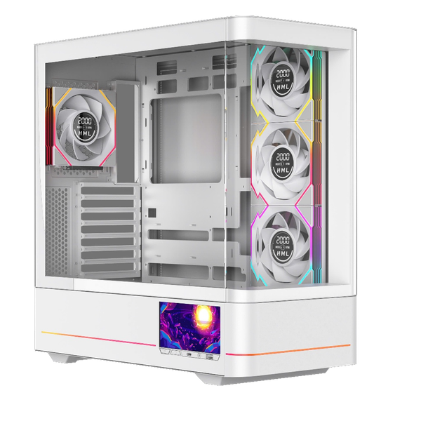Case Leopard Ac-02 Hồ Cá Kính Cong LCD White (No Fan)