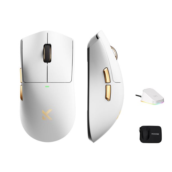 Chuột MCHOSE K7 Ultra Gaming Wireless White Gold 3 Modes