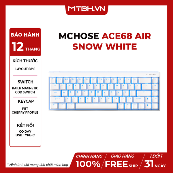 Bàn phím cơ MCHOSE Ace68 Air - Snow White