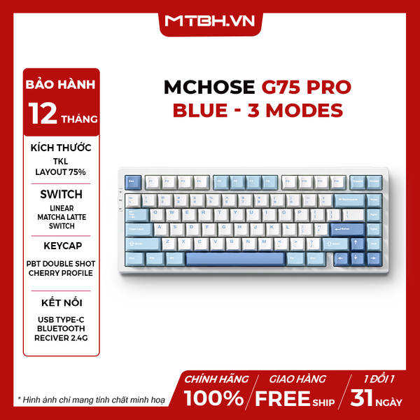 Bàn Phím Cơ MCHOSE G75 Pro - Blue - 3 Modes