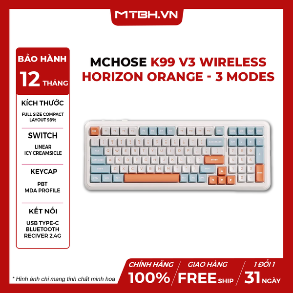 Bàn phím cơ MCHOSE K99 V3 Wireless - Horizon Orange - 3 Modes