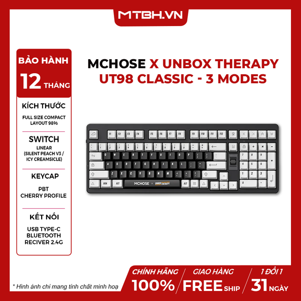 Bàn Phím Cơ MCHOSE x Unbox Therapy - UT98 Classic - 3 Modes