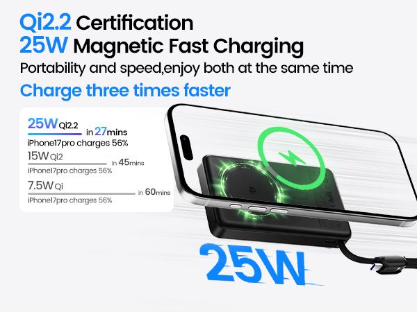 Sạc dự phòng từ tính Movespeed MSP24 25W | 10000mAh | Qi2.2 | Màn Led