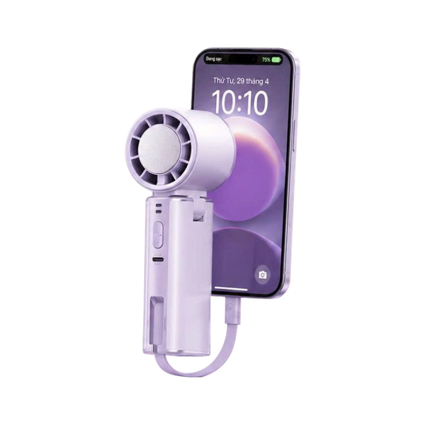QUẠT SÒ LẠNH CẦM TAY MOVESPEED MSP32 KIÊM SẠC DỰ PHÒNG 22.5W 10.000mAh KÈM TypeC - Màu Tím