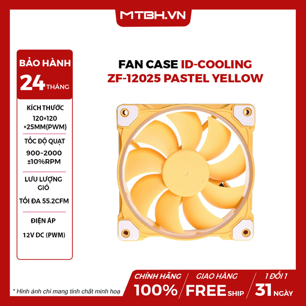 FAN CASE ID-COOLING ZF-12025 PASTEL YELLOW