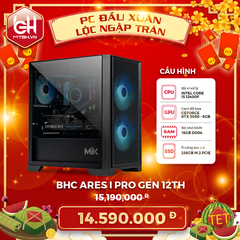 PC Gaming BHC Ares I Pro Gen 12th (i5 12400F | RTX 3050 6GB | 16GB DDR4 | H610 | 256GB )