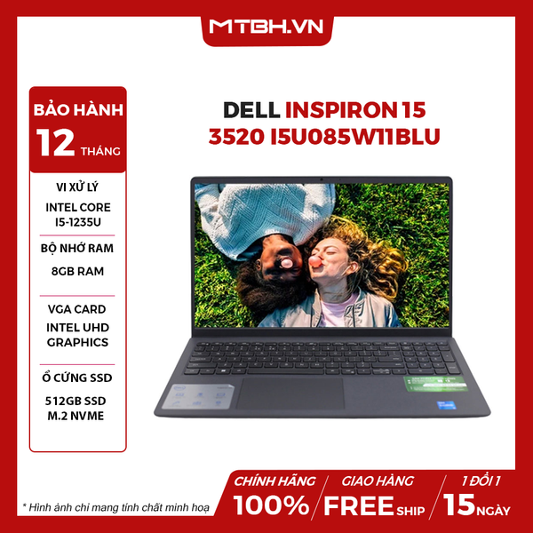 LAPTOP DELL INSPIRON 15 3520 i5U085W11BLU CORE i5-1235U | 8GB RAM | 512GB SSD | 15.6