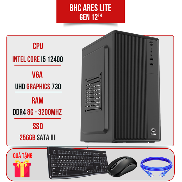 PC Văn Phòng BHC Ares Lite Gen 12th (Intel i5 12400 | 8GB DDR4 | 256GB )