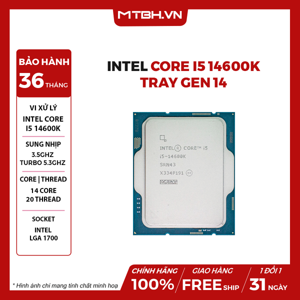 (S) CPU Intel Core I5 14600K (Raptor Lake Refresh, LGA 1700) TRAY GEN 14