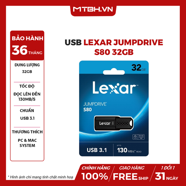 USB LEXAR JUMPDRIVE S80 32GB