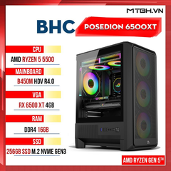 PC Gaming AMD BHC Posedion 6500XT Gen 5th ( Ryzen 5 5500 | RX 6500XT 4GB | 16GB | 256GB | A520 )