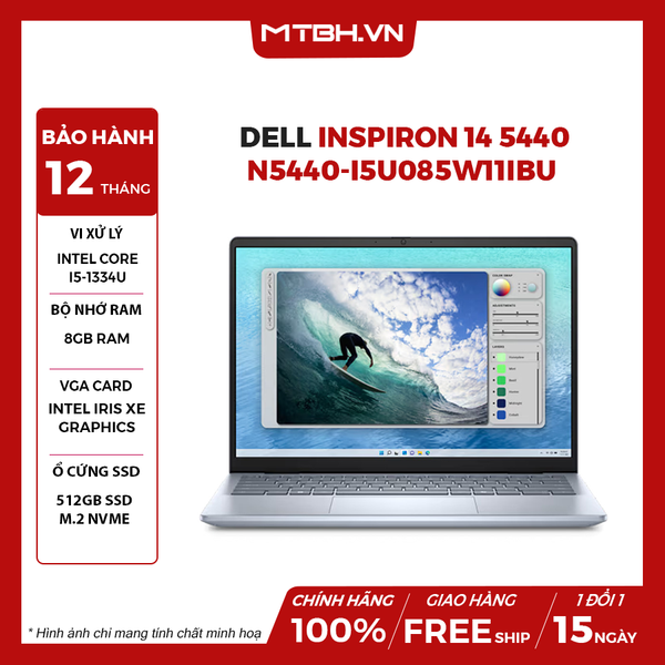 LAPTOP DELL INSPIRON 14 5440 N5440-i5U085W11IBU CORE i5-1334U | 8GB RAM | 512GB SSD | Intel Iris Xe | 14