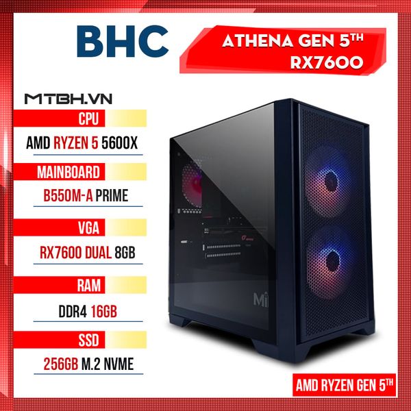 PC Gaming AMD Athena Gen 5th RX7600 ( Ryzen 5 5600X | RX 7600 8GB | 16GB | 256GB | B550M )
