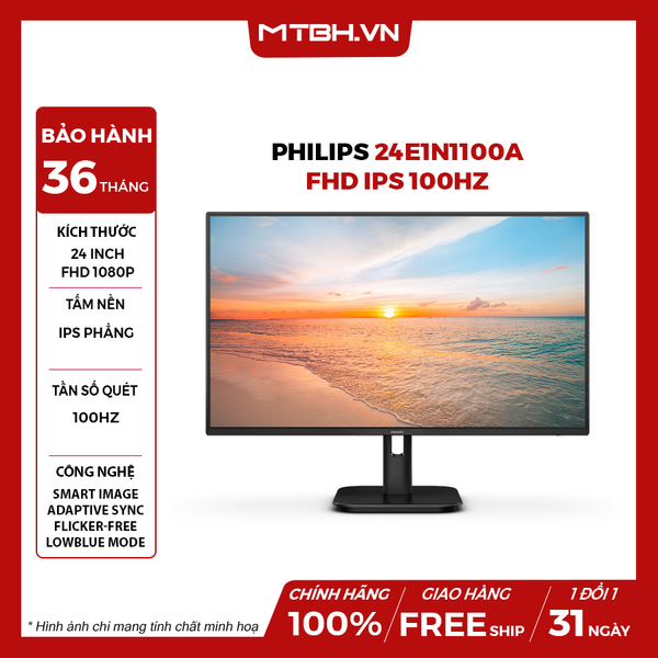 MÀN HÌNH LCD PHILIPS 24E1N1100A FHD IPS 100Hz 1MS VIỀN SIÊU MỎNG
