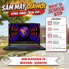LAPTOP GAMING MSI KATANA 15 B13VEK- 2256VN CORE i7-13620H | RTX 4050 6GB | 16GB RAM | 512GB SSD | 15.6 FHD 144Hz | WINDOWS 11
