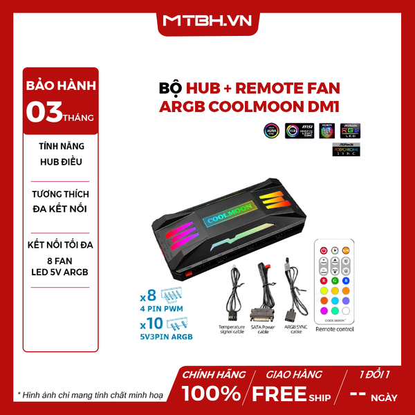 Bộ Hub + Remote Fan Argb Coolmoon Dm1