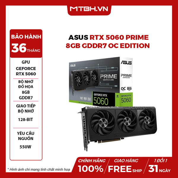 VGA ASUS RTX 5060 PRIME 8GB GDDR7 OC Edition