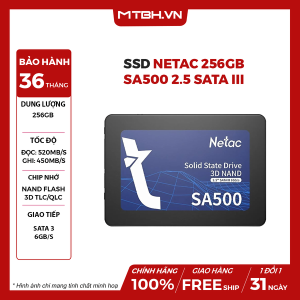 SSD Netac 256GB SA500 2.5 SATA III
