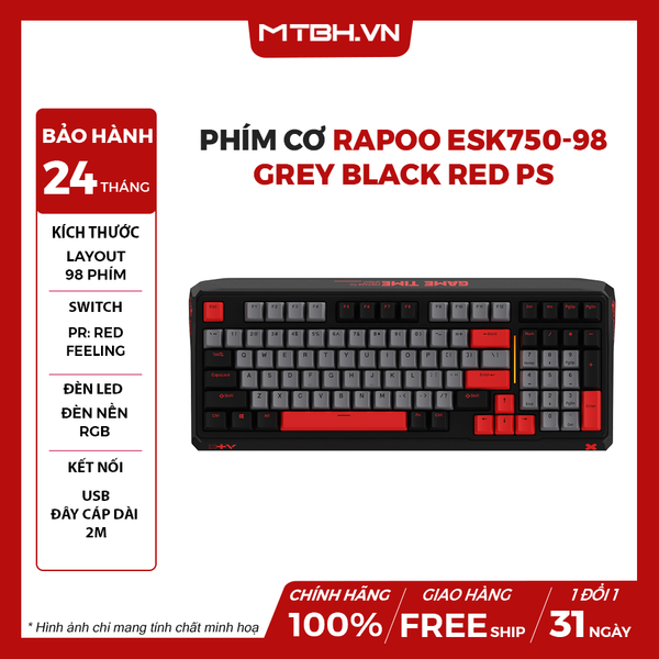 Bàn Phím Cơ RAPOO ESK750-98 Grey Black Red PS