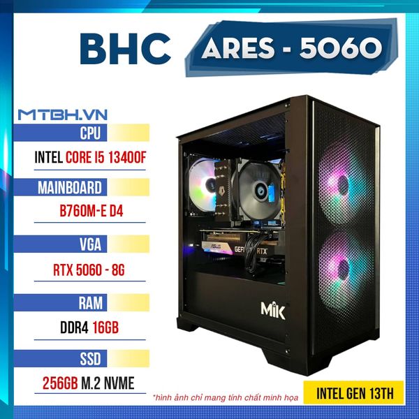 PC Gaming BHC Ares Gen 13th ( i5 13400F | RTX 5060 8GB | 16GB | 240GB )