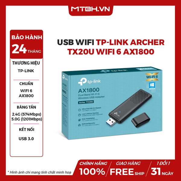 USB WiFi TP-Link Archer TX20U WiFi 6 AX1800