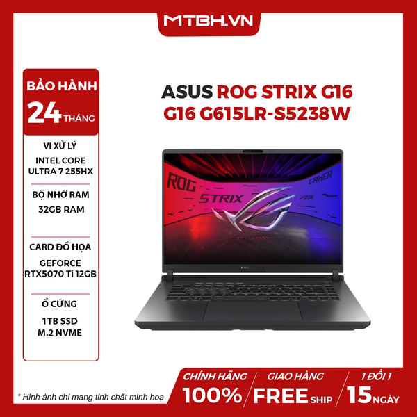 LAPTOP GAMING ASUS ROG STRIX G16 G16 G615LR-S5238W Intel Core Ultra 7 255HX | RTX 5070 Ti 12GB | 32GB RAM | 1TB SSD | 16