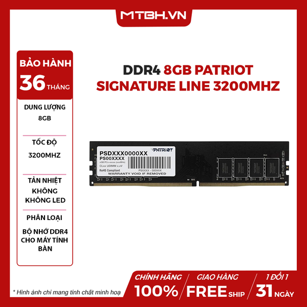 Ram DDR4 8GB Patriot Signature Line 3200MHz