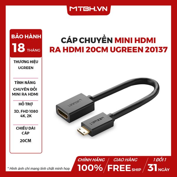 Cáp chuyển Mini HDMI ra HDMI 20cm Ugreen 20137