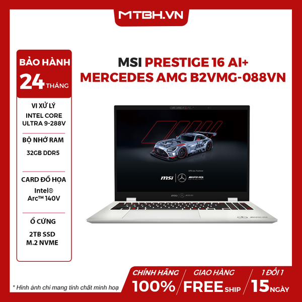 LAPTOP MSI PRESTIGE 16 Al+ MERCEDES AMG B2VMG-088VN ULTRA 9-288V | 32GB RAM | 2TB SSD | 16