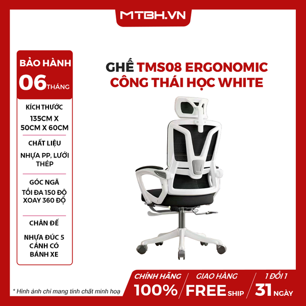 Ghế TMS08 Ergonomic Công Thái Học White