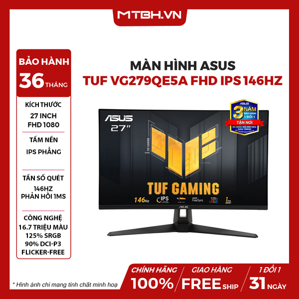 MÀN HÌNH ASUS TUF VG279QE5A 27'' FHD IPS 146Hz 1MS CHUYÊN GAME
