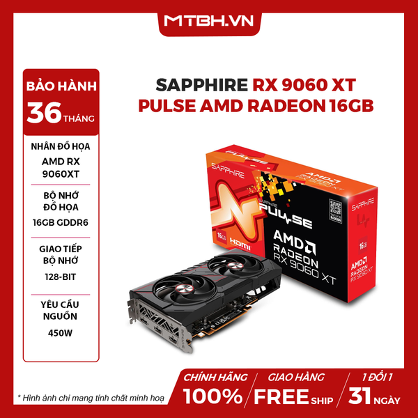 VGA Sapphire RX 9060 XT PULSE AMD RADEON GAMING 16GB