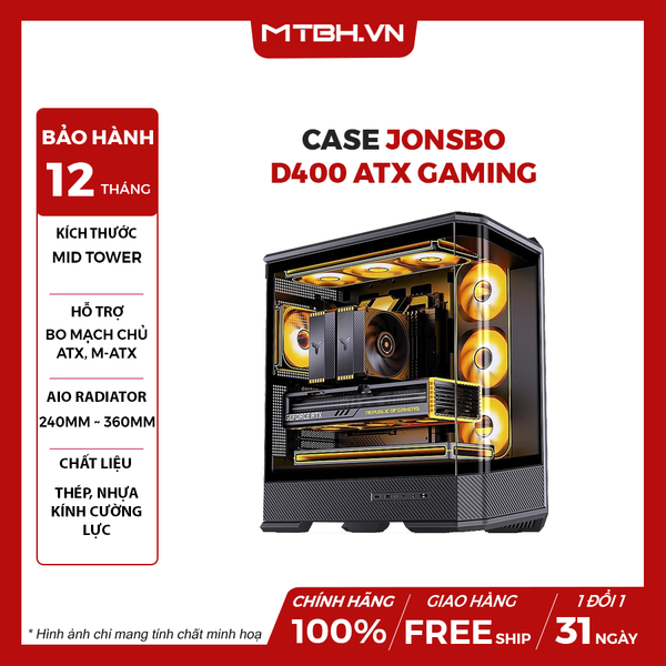 Case Jonsbo D400 Atx Gaming (Hồ Cá)