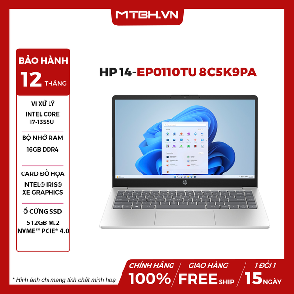 LAPTOP HP 14-ep0110TU 8C5K9PA CORE i7-1355U | 16GB RAM | 512GB SSD | 14