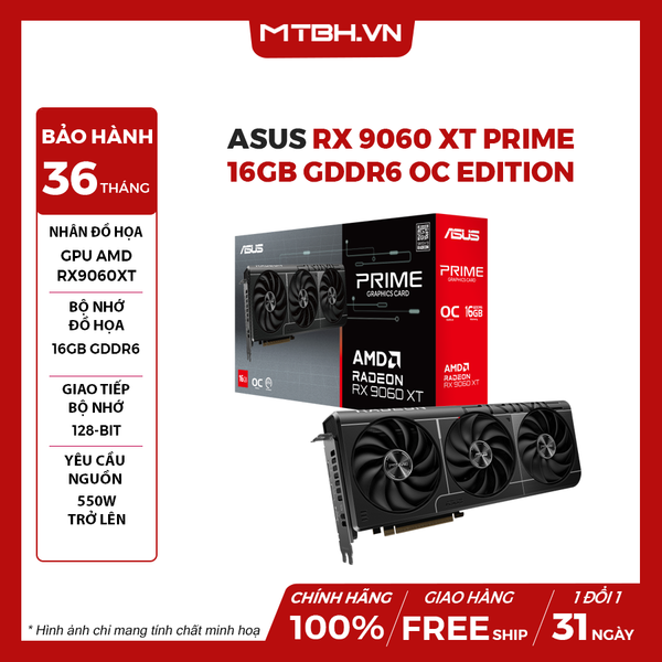 VGA ASUS RX 9060 XT Prime 16GB GDDR6 OC Edition