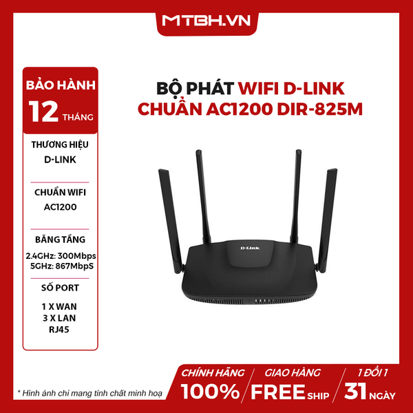 Bộ phát Wifi D-LINK Chuẩn AC1200 DIR-825M