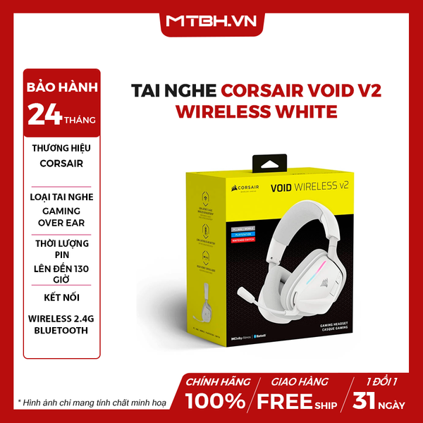 Tai Nghe Corsair VOID V2 Wireless White