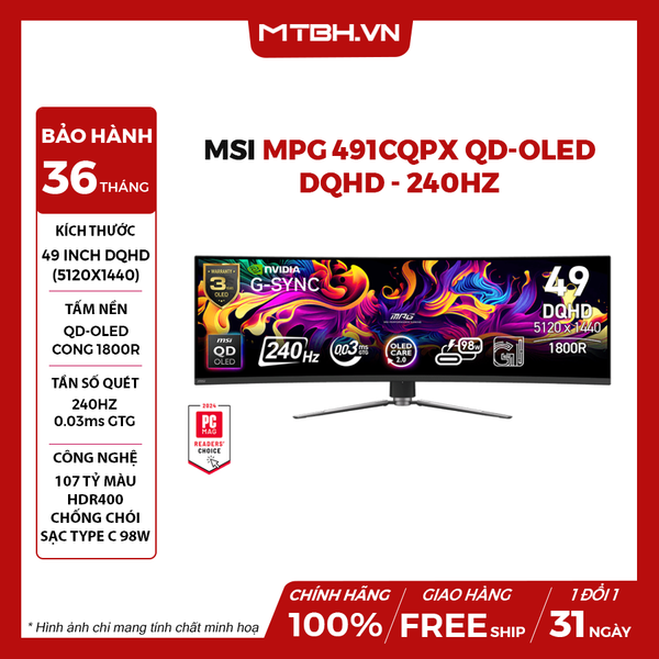 MÀN HÌNH MSI MPG 491CQPX QD-OLED 49