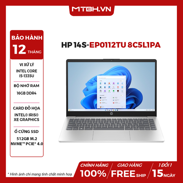 LAPTOP HP 14S-EP0112TU 8C5L1PA CORE i5-1335U | 16GB RAM | 512GB SSD | Intel Iris Xe | 14