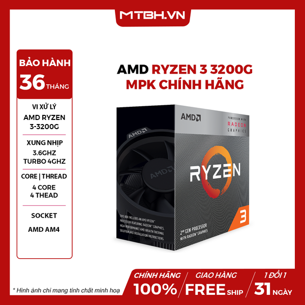 CPU AMD Ryzen 3 3200G MPK Chính Hãng