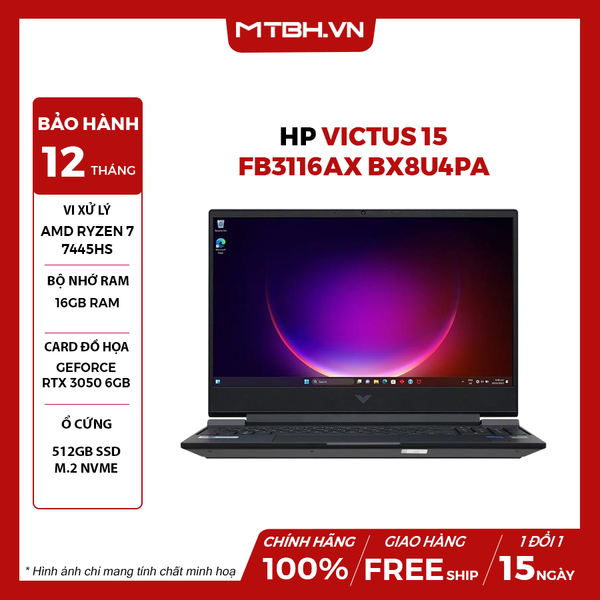 LAPTOP GAMING HP VICTUS 15-fb3116AX BX8U4PA Ryzen 7-7445HS | RTX 3050 6GB | 16GB RAM | 512GB SSD | 15.6