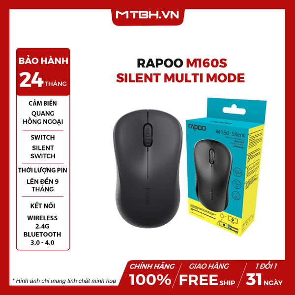 Chuột Rapoo M160S Silent Multi Mode | Wireless, Dark Grey