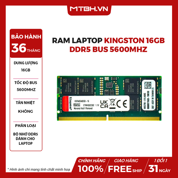 RAM LAPTOP KINGSTON 16GB DDR5 BUS 5600MHz