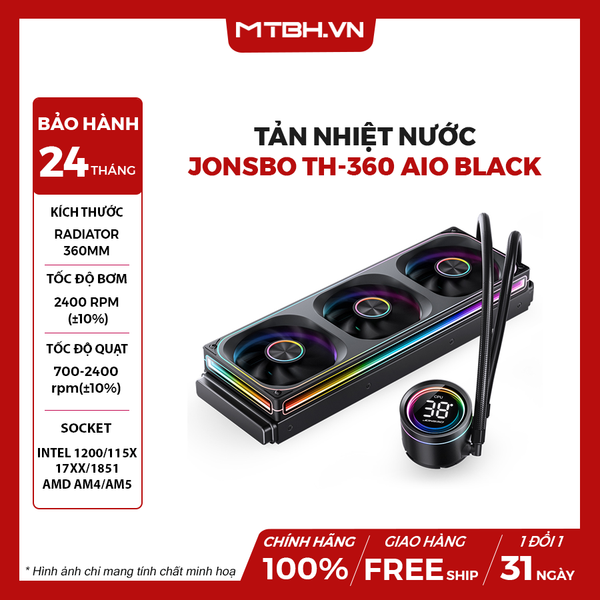 Tản Nhiệt Nước Jonsbo TH-360 AIO Black (ARGB, Hiển Thị Nhiệt Độ)